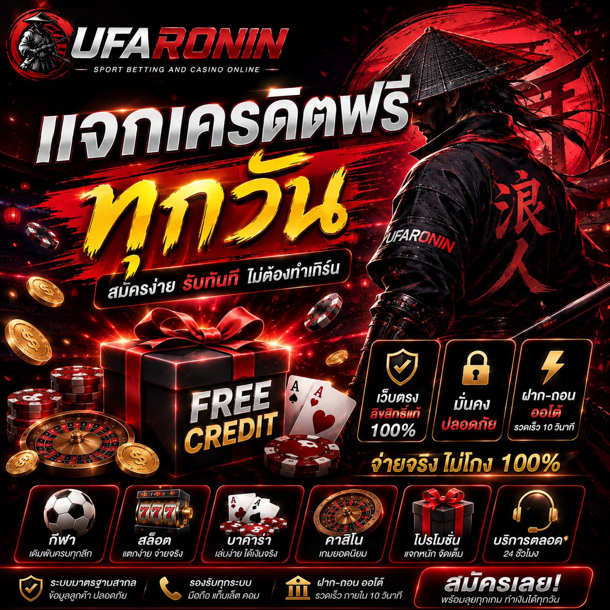 UFARONIN เครดิตฟรี | โปรโมชั่น โบนัส และสิทธิพิเศษล่าสุด
