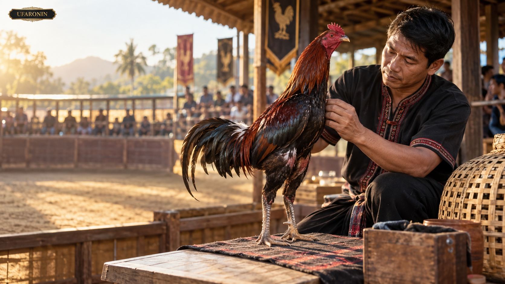 ตรวจสอบความพร้อมของไก่ชนก่อนการแข่งขันวันนี้
